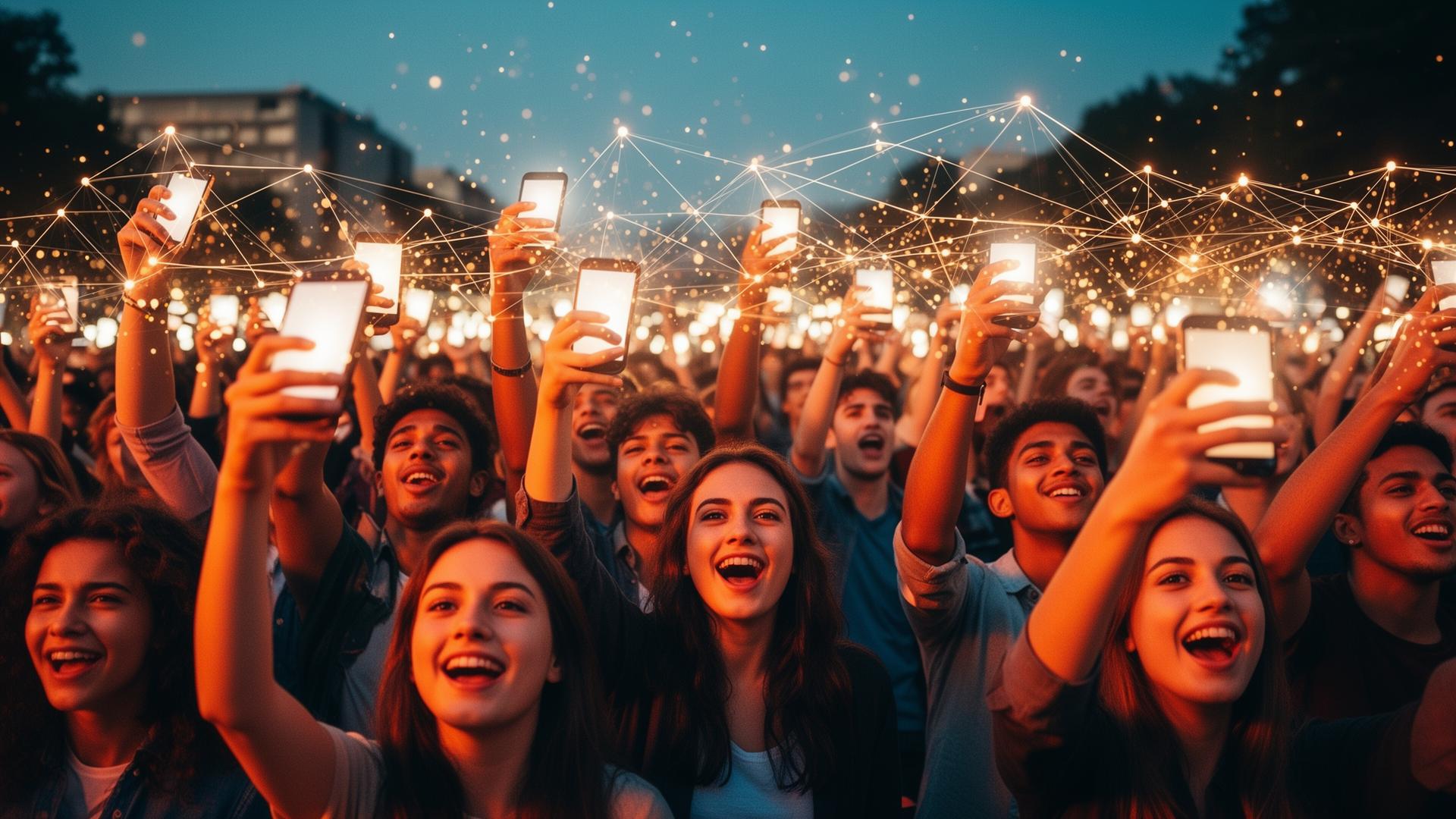 Vernetzte Menge mit Smartphones